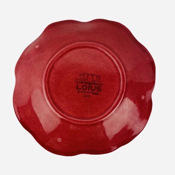 Vintage Metlox Poppytrail Lotus Cranberry Pedestal Mug Cup and Saucer USA 1179 - Picture 8 of 12